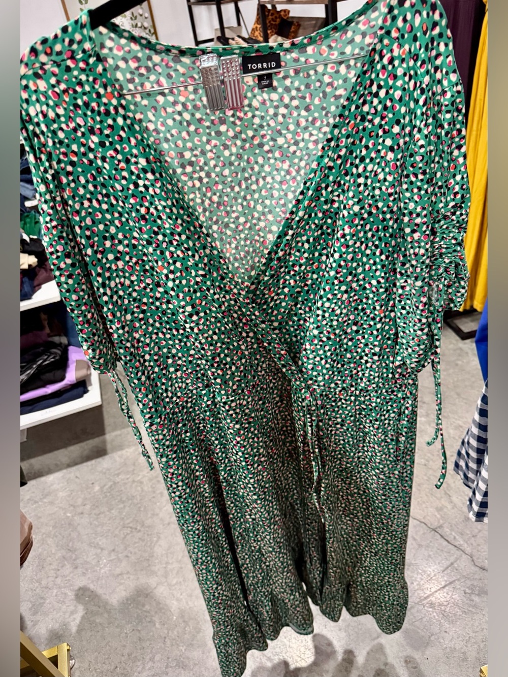 torrid Green Multi-Dot Wrap Dress
